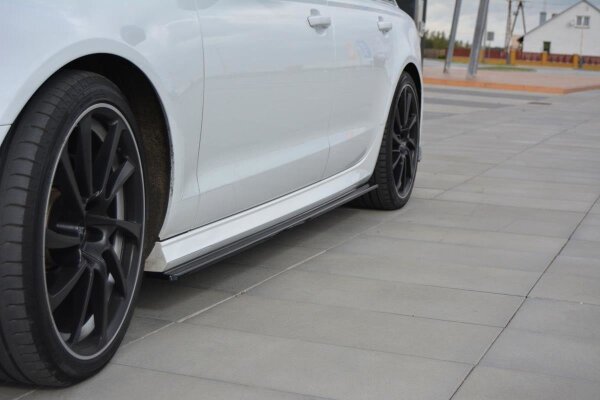 Maxton Design Side skirts extension extension black gloss - Audi A6 C7 S-Line/ S6 C7 Facelift