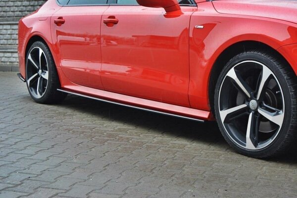 Maxton Design Side skirts extension extension black gloss - Audi S7 / A7 S-Line C7 FL