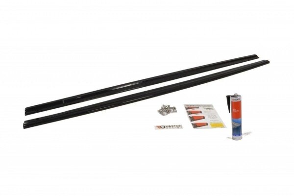 Maxton Design Side skirts extension extension black gloss - Ford Focus ST MK2 FL