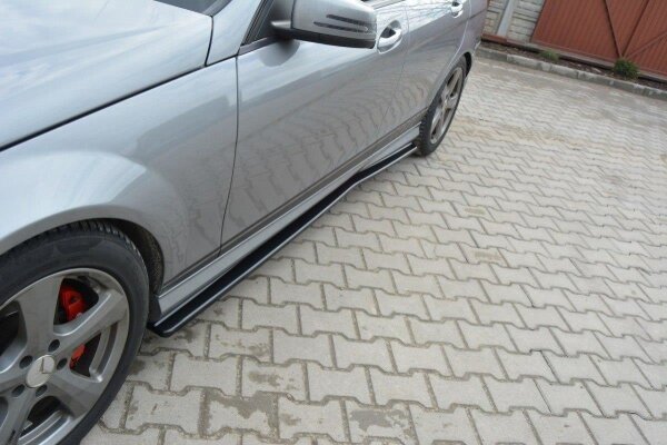 Maxton Design Seitenschweller Ansatz schwarz Hochglanz - Mercedes C W204 AMG-Line (Pre-Facelift)