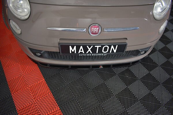 Maxton Design Front extension V.1 black gloss - Fiat 500 Hatchback Pre-Facelift