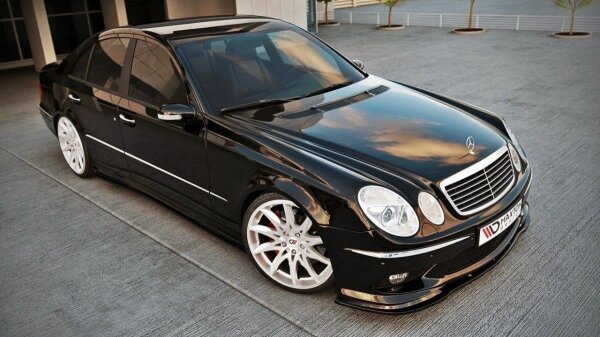 Maxton Design Front extension black gloss - Mercedes E W211 AMG Pre-Facelift