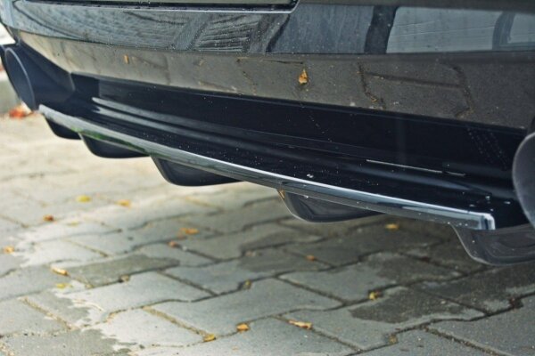 Maxton Design Middle diffuser rear extension black gloss - BMW 5 Series F11 M Package (with two double tails)