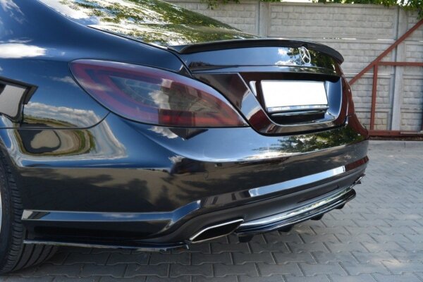 Maxton Design Middle diffuser rear extension black gloss - Mercedes CLS C218 DTM Look AMG-Line