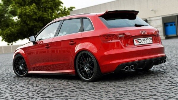 Maxton Design Rear extension Flaps diffuser black gloss - Audi S3 / A3 S-Line 8V Hachback / Sportback