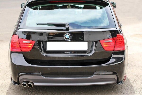 Maxton Design Heckansatz Flaps Diffusor schwarz Hochglanz - BMW 3er E91 M Paket Facelift