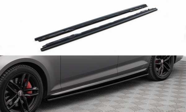 Maxton Design Side skirts extension extension black gloss - Audi S4 / A4 S-Line B9