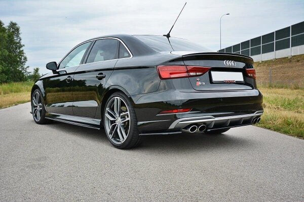 Maxton Design Rear extension Flaps diffuser black gloss - Audi S3 / A3 S-Line 8V FL Limosine