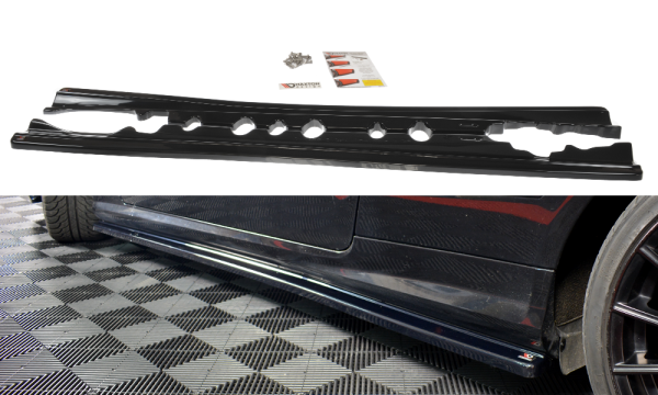 Maxton Design Side skirts extension extension black gloss - Mercedes E-Class W207 Coupe AMG-Line