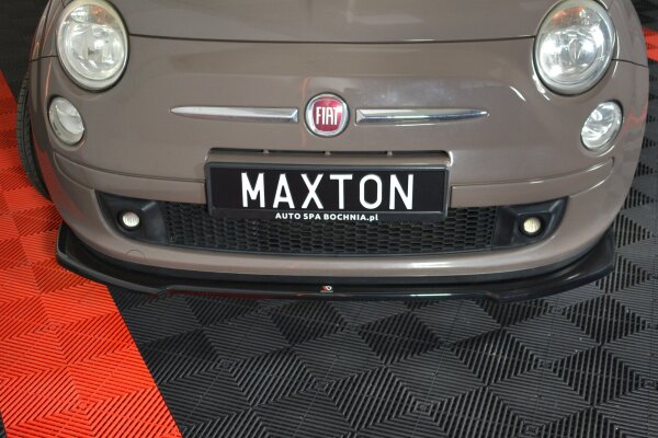 Maxton Design Front extension V.2 black gloss - Fiat 500 Hatchback Pre-Facelift