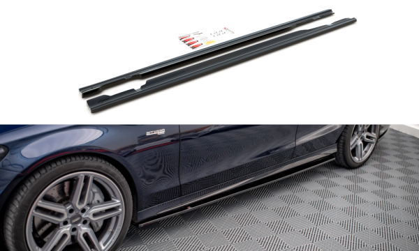 Maxton Design Side skirts extension extension black gloss - Mercedes C43 AMG W205