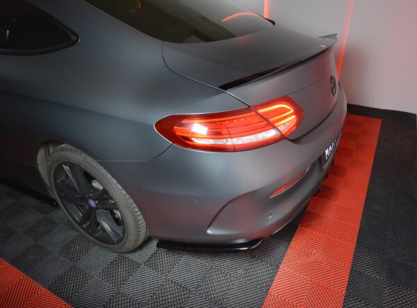 Maxton Design Rear extension Flaps diffuser black gloss - Mercedes C-Class W205 Coupe AMG-Line