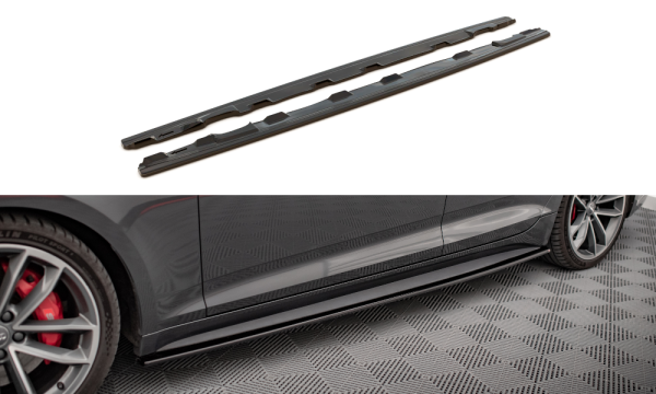 Maxton Design Side skirts extension extension black gloss - Audi S5 / A5 S-Line F5 Sportback