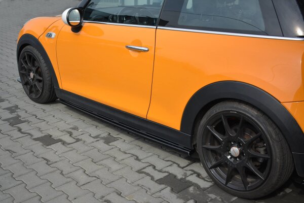 Maxton Design Side skirts extension extension black gloss - Mini Cooper S MK3 Pre-Facelift 3-door (F56)