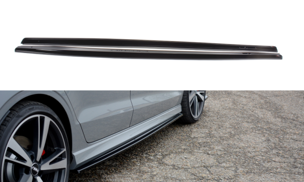 Maxton Design Side skirts extension extension black gloss - Audi RS3 8V FL Limosine