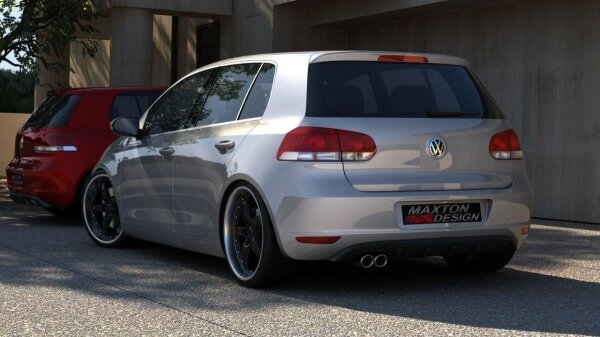 Maxton Design Diffuser rear extension black gloss - VW Golf 6 with 1 AUSPUFF