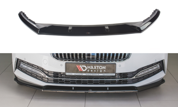 Maxton Design Front extension V.2 black gloss - Skoda Superb MK3 FL