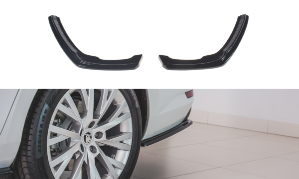 Maxton Design Rear extension Flaps diffuser black gloss - Skoda Superb MK3 FL Hatchback / Estate