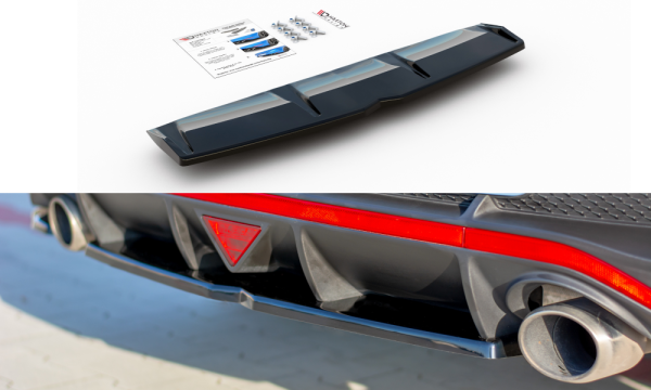 Maxton Design Middle diffuser rear extension black gloss - Hyundai I30 N MK3 Fastback