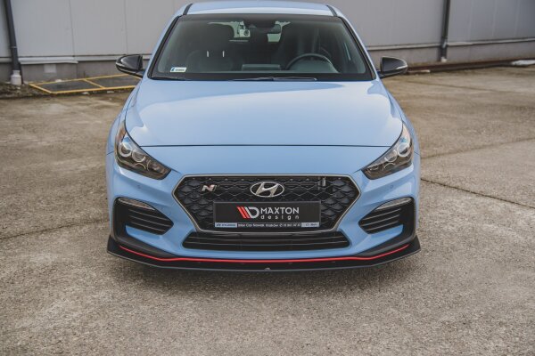 Maxton Design Robuste Racing Frontansatz für passend + Flaps schwarz Hochglanz - Hyundai I30 N MK3 Hatchback / Fastback