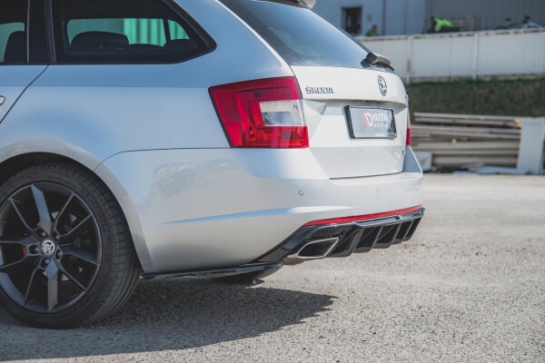 Maxton Design Heckansatz Flaps Diffusor V.2 schwarz Hochglanz - Skoda Octavia RS MK3/MK3 FL Hatchback/Kombi