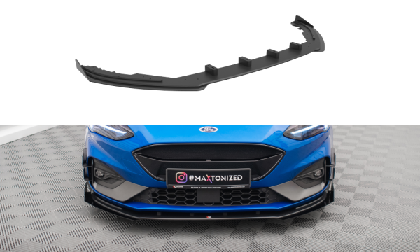 Maxton Design Racing Front extension for passend + Flaps black gloss - Ford Focus ST / ST-Line MK4