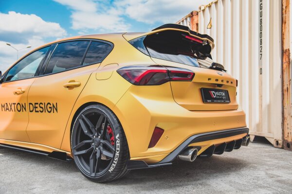 Maxton Design Robuste Racing Heckansatz Flaps Diffusor + Flaps schwarz Hochglanz - Ford Focus ST MK4