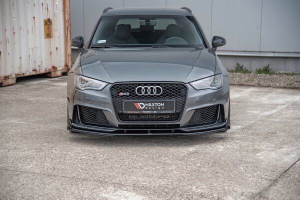 Maxton Design Racing Front extension for passend + Flaps black gloss - Audi RS3 8V Sportback