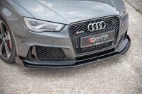 Maxton Design Racing Front extension for passend + Flaps black gloss - Audi RS3 8V Sportback