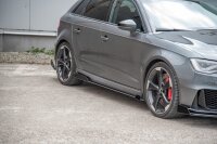 Maxton Design Racing Side skirts extension extension + Flaps black gloss - Audi RS3 8V Sportback