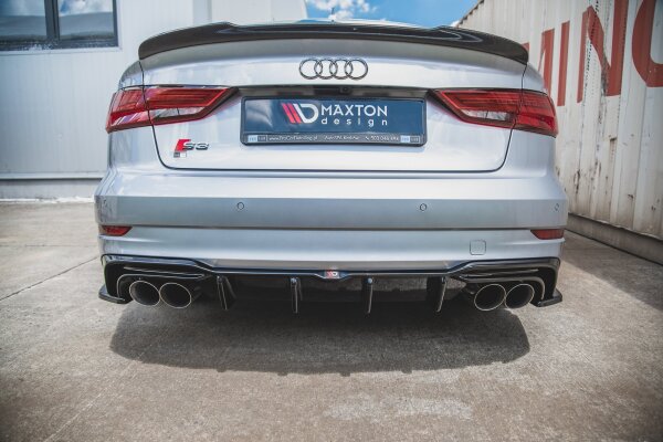 Maxton Design Diffuser rear extension black gloss - Audi S3 Limosine 8V Facelift