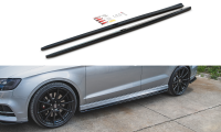 Maxton Design Side skirts extension extension V.2 black gloss - Audi S3 / A3 S-Line Limosine 8V Facelift