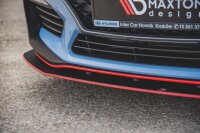 Maxton Design Robuste Racing Frontansatz für passend + Flaps schwarz Hochglanz - Hyundai I30 N MK3 Hatchback / Fastback