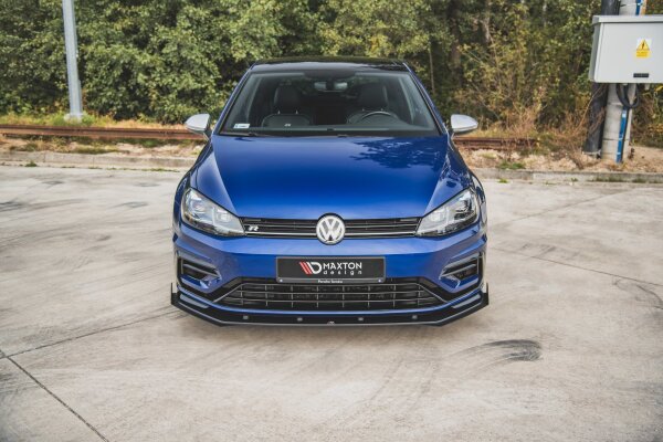 Maxton Design Robuste Racing Frontansatz für passend + Flaps schwarz Hochglanz - VW Golf 7 R / R-Line Facelift