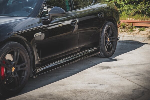 Maxton Design Side skirts extension extension V.1 black gloss - Porsche Panamera Turbo 970 Facelift