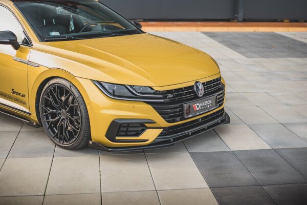 Maxton Design Robuste Racing Frontansatz für passend + Flaps schwarz Hochglanz - VW Arteon R-Line