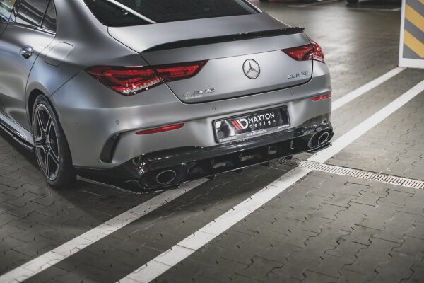 Maxton Design Rear extension Flaps diffuser black gloss - Mercedes-AMG CLA 35 Aero / 45 Aero C118