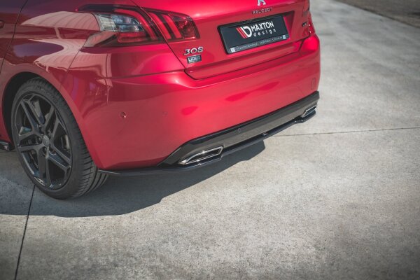 Maxton Design Middle diffuser rear extension black gloss - Peugeot 308 GT MK2 Facelift