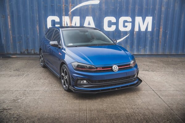 Maxton Design Robuste Racing Frontansatz für passend + Flaps schwarz Hochglanz - VW Polo GTI MK6