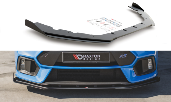 Maxton Design Robuste Racing Frontansatz für passend + Flaps schwarz Hochglanz - Ford Focus RS MK3