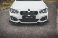 Maxton Design Racing Front extension V.3 black gloss - for passend + Flaps black gloss - BMW 1 Series F20 M-Package Facelift / M140i