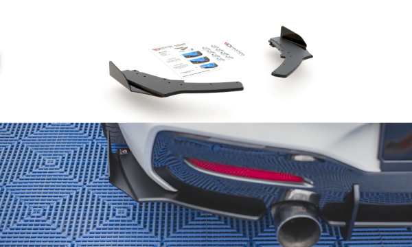 Maxton Design Robuste Racing Heckansatz Flaps Diffusor V.2 + Flaps schwarz Hochglanz - BMW 1er F20 M140i