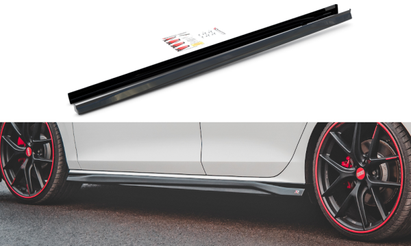 Maxton Design Side skirts extension extension V.3 black gloss - VW Golf 8 GTI