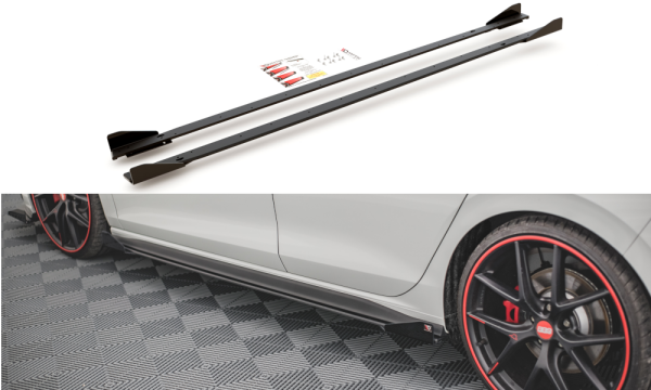 Maxton Design Racing Side skirts extension extension + Flaps VW Golf 8 GTI / GTI Clubsport