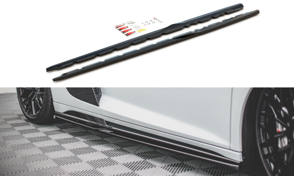 Maxton Design Side skirts extension extension black gloss - Audi R8 MK2 Facelift