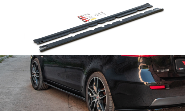 Maxton Design Side skirts extension extension black gloss - Mitsubishi Lancer MK8