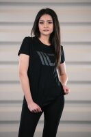 Maxton Design Womens Black T-Shirt with grey logo