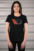 Maxton Design Womens Black T-Shirt with red logo