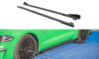 Maxton Design Street Pro Side skirts extension extension V.1 + Flaps black gloss - Ford Mustang GT MK6 Facelift