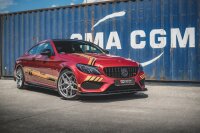 Maxton Design Robuste Racing Frontansatz für passend + Flaps schwarz Hochglanz - Mercedes schwarz Hochglanz - AMG C43 Coupe C205